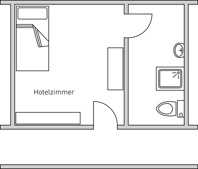 Beispiel 2: Für eine Badtür in einem Hotelzimmer empfiehlt sich der Einsatz einer Feuchtraumtür, da mit erhöhter Luftfeuchtigkeit und gelegenheitlichem Spritzwasser zu rechnen ist.